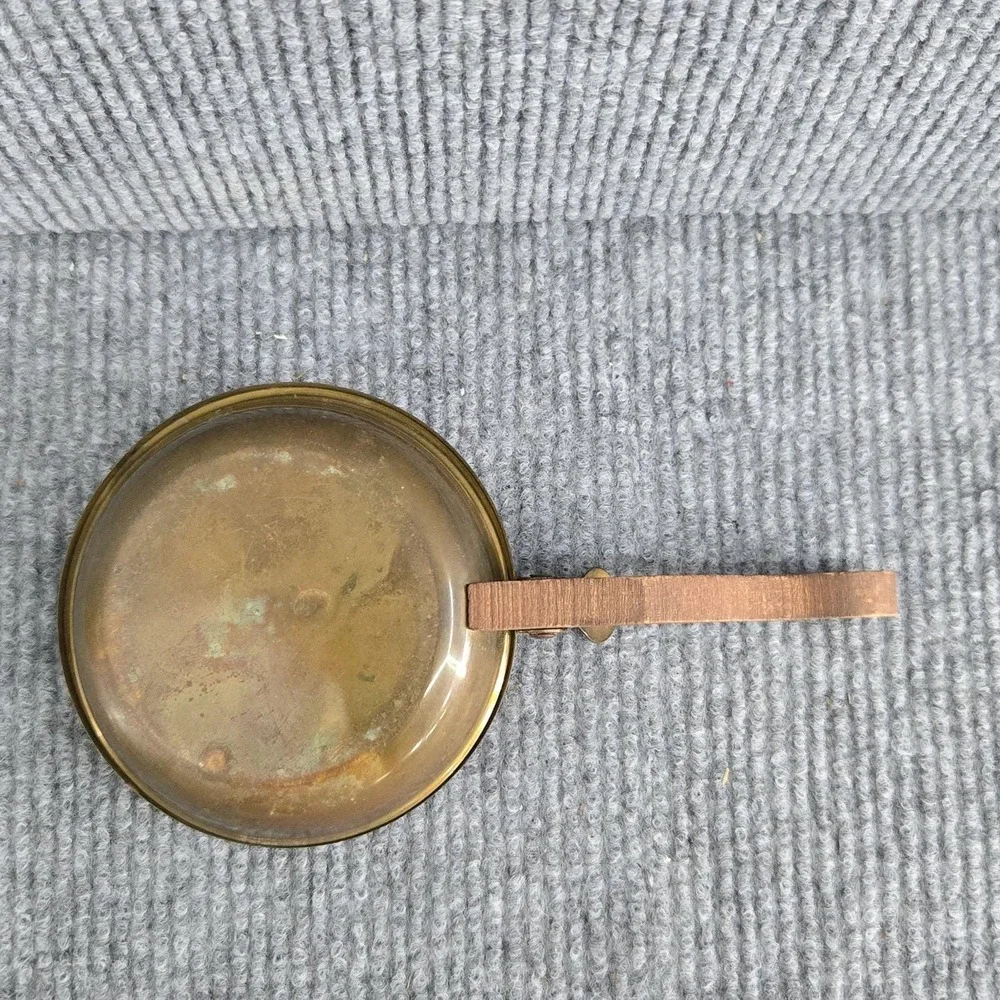 Antique Brass Mini Bed Warmer Warming Pan w/ Wood Handle‎ 6 3/4